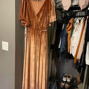 Baltic Born Copper Velvet Wrap Maxi Dress